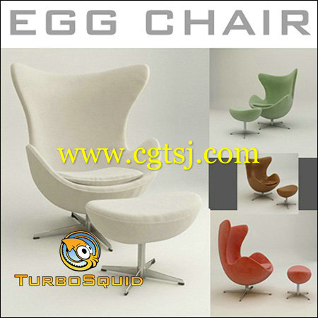 蛋形椅子3D模型的图片1