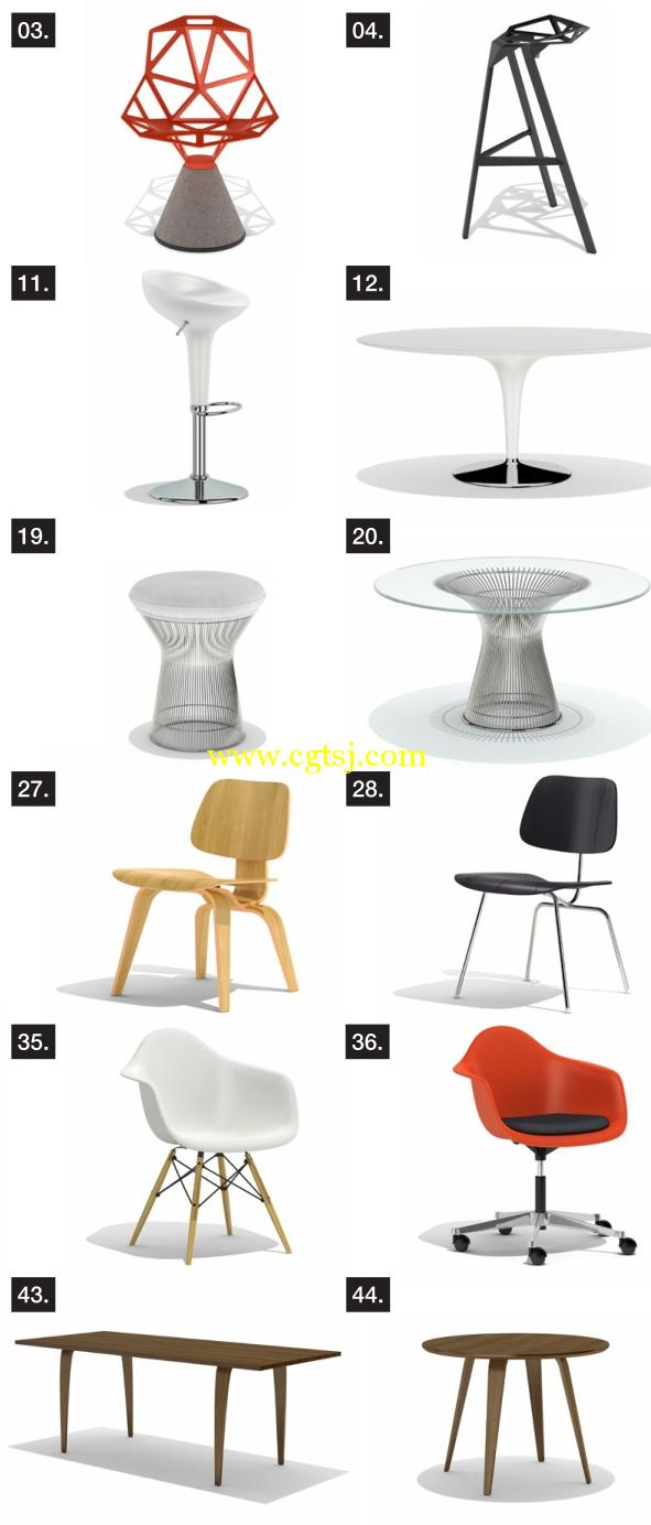 凳子椅子桌子3D模型合辑的图片2