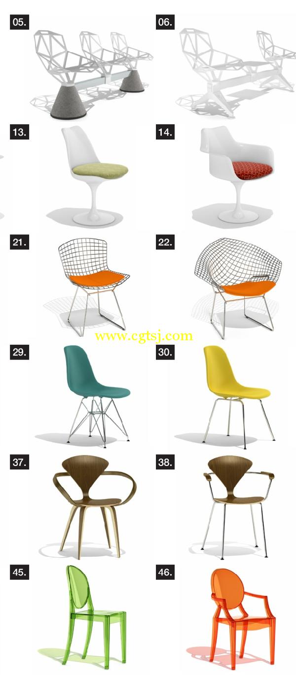 凳子椅子桌子3D模型合辑的图片3