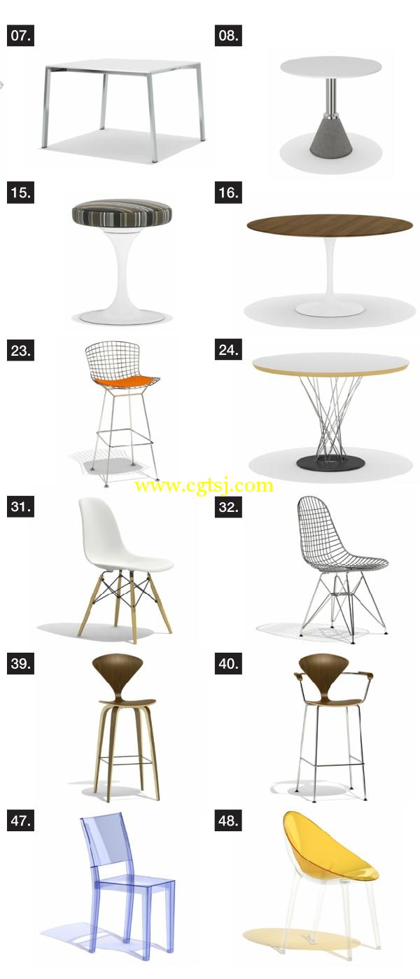 凳子椅子桌子3D模型合辑的图片4
