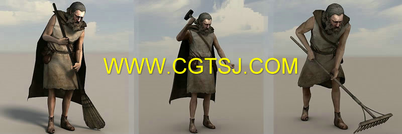 中世纪乞丐游戏NPC角色3D模型的图片1