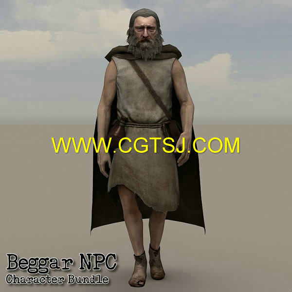 中世纪乞丐游戏NPC角色3D模型的图片4