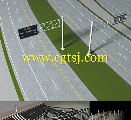 道路桥梁立交桥天桥3D模型的图片1