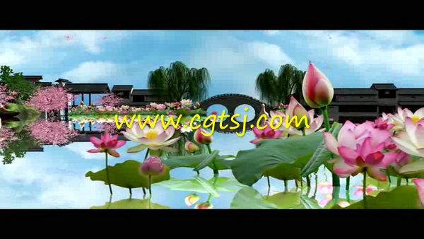 超美花鸟荷花江南水乡荷塘月色led背景视频素材的图片1
