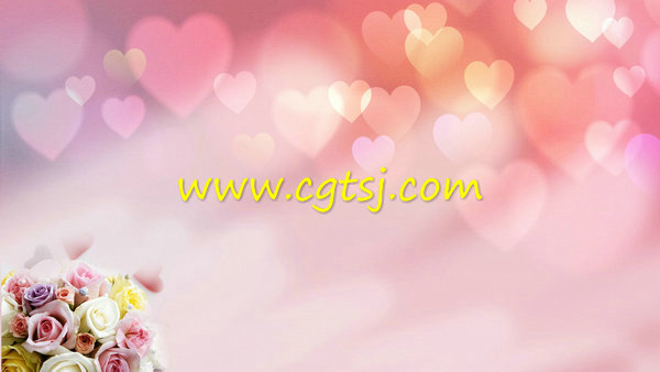 粉色浪漫飘落花瓣心形婚礼素材的图片1