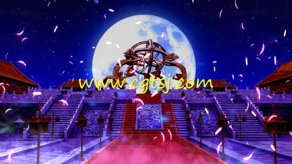 宫廷歌舞古代皇宫祭祀落羽毛中国风晚会舞台背景LED片头视频素材的图片1