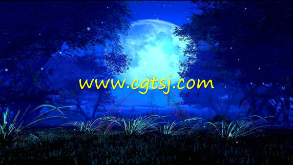 蓝色树影月亮花开婚礼led大屏幕的图片1