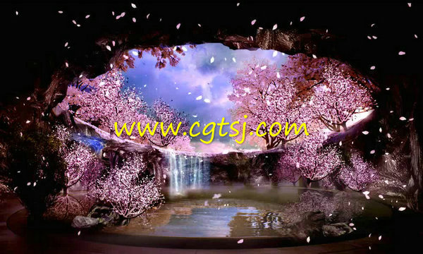 浪漫世外桃源瀑布仙境唯美婚礼婚庆LED大屏幕视频背景素材的图片1