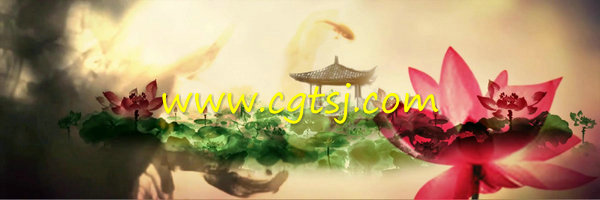 水墨荷花水彩山水竹子中国风古典舞蹈LED背景视频素材的图片1