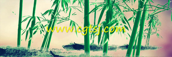 水墨荷花水彩山水竹子中国风古典舞蹈LED背景视频素材的图片4