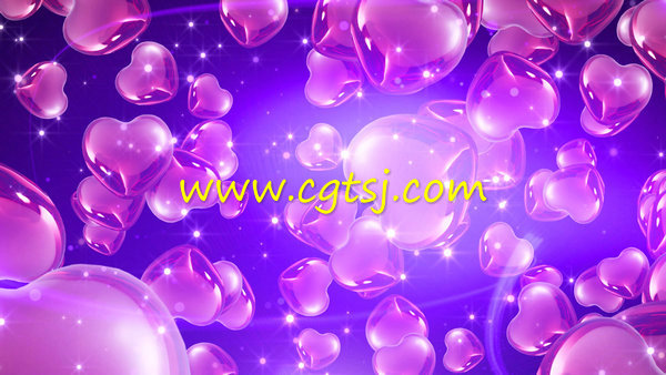 唯美紫色心形梦幻爱心上升浪漫婚礼LED大屏幕视频背景素材的图片1