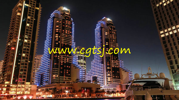 迪拜标志性建筑高楼大厦城市夜景美景4K高清实拍影视视频素材的图片1