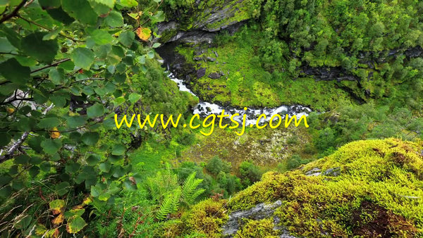 挪威山间的溪流大山树林延时摄影高清实拍视频素材 720P的图片2