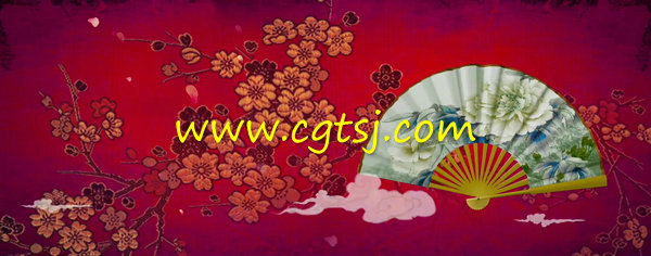 中国风古典梅花折扇蝴蝶祥云锦绣LED背景视频素材的图片3