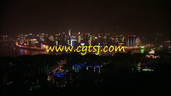 重庆夜景都市霓虹江城美景城市灯光中国高清实拍视频素材的图片2