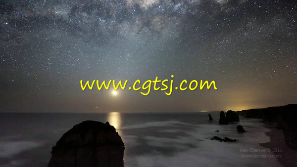 延时摄影海洋夜晚的星空高清实拍视频素材的图片1