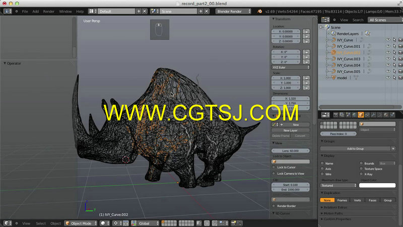 Blender绿色犀牛雕刻艺术训练视频教程的图片4