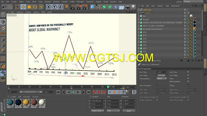 C4D三维统计数据图形动画制作视频教程的图片3