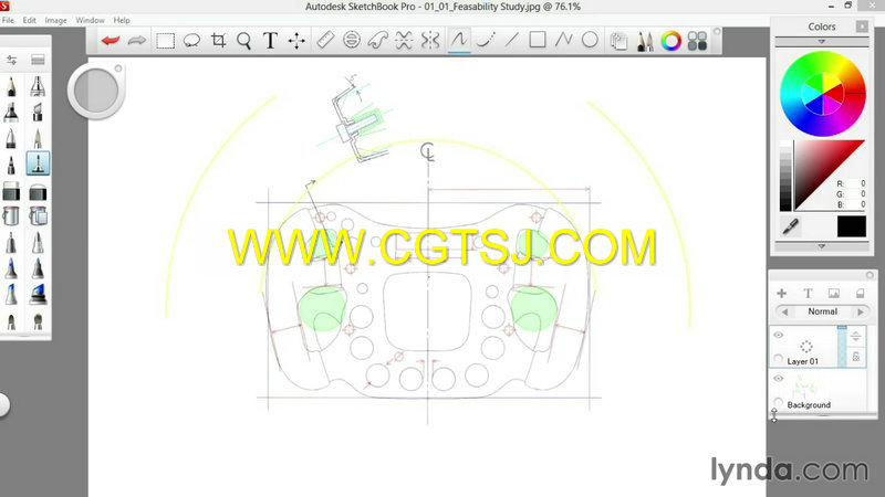 SketchBook制作F1赛车方向盘草图视频教程的图片2