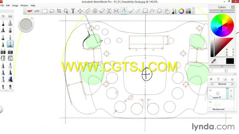 SketchBook制作F1赛车方向盘草图视频教程的图片3