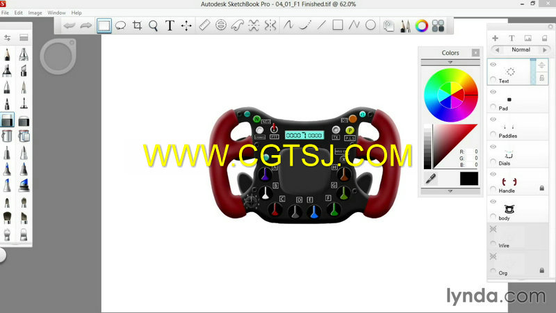 SketchBook制作F1赛车方向盘草图视频教程的图片5