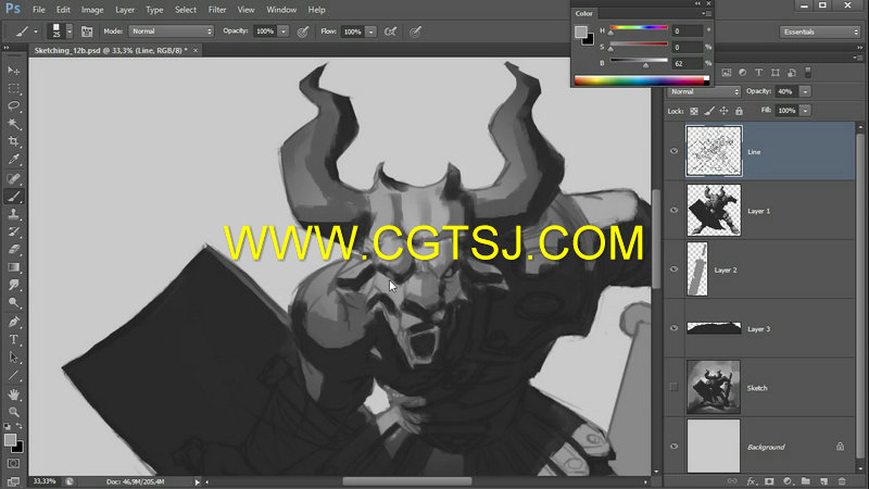 Photoshop牛头怪兽绘画制作视频教程的图片3