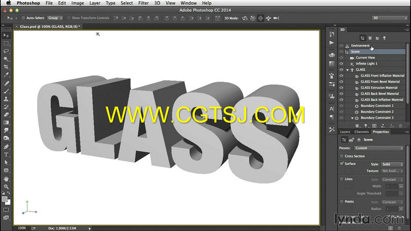 Photoshop三维立体玻璃质感特效文字制作视频教程的图片4