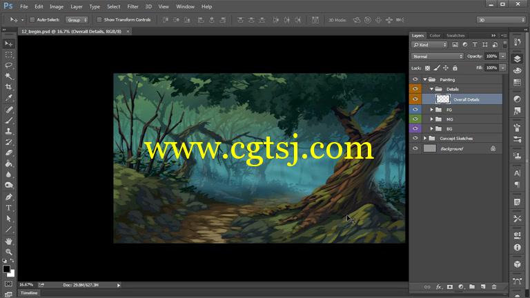 Photoshop森林数字绘画艺术视频教程的图片4