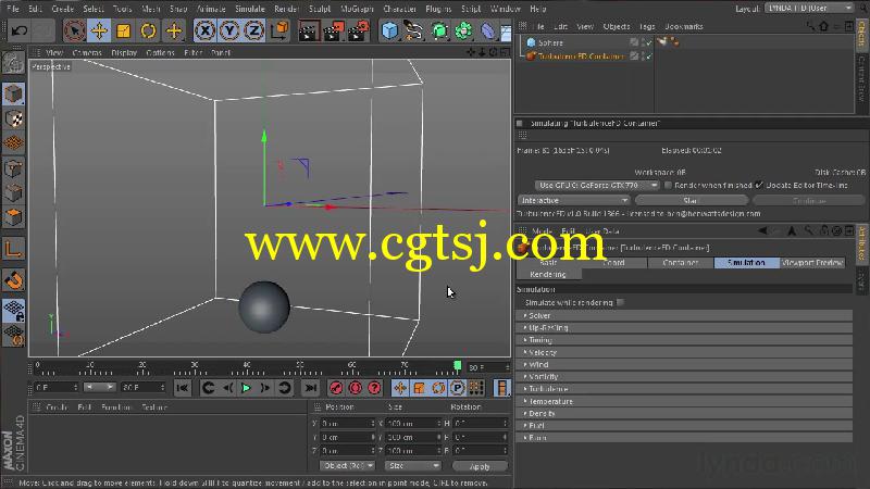 C4D中TurbulenceFD流体粒子模拟特效制作视频教程的图片3