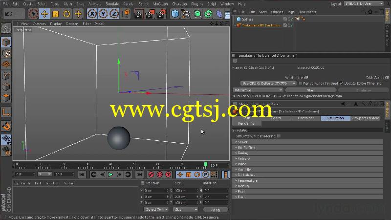 C4D中TurbulenceFD流体粒子模拟特效制作视频教程的图片3