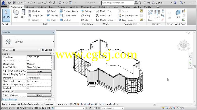 Revit帷幕墙建筑外墙护围制作视频教程的图片1