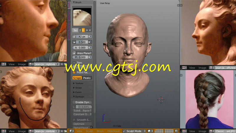 Blender古典女性形象雕刻艺术视频教程的图片2
