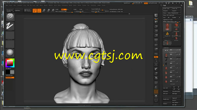 ZBrush女性角色面部雕刻技术视频教程的图片1