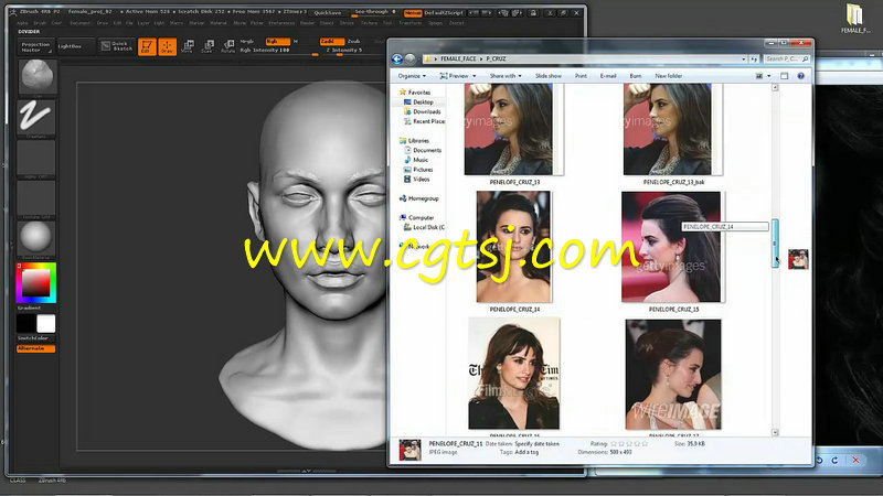 ZBrush女性角色面部雕刻技术视频教程的图片3