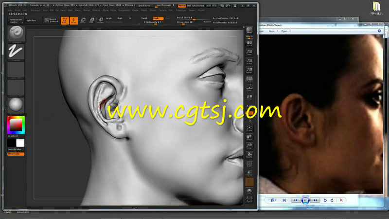 ZBrush女性角色面部雕刻技术视频教程的图片4