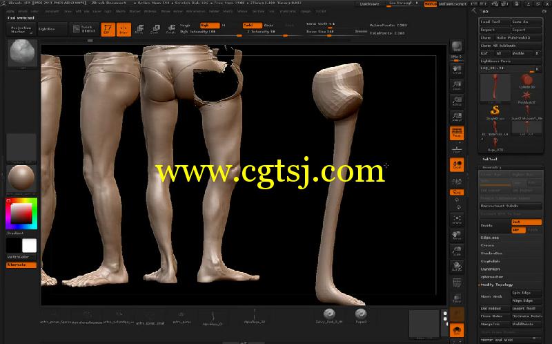 ZBrush人物胳膊与腿雕刻艺术制作视频教程的图片2