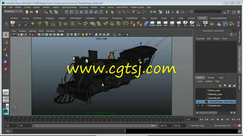 Maya卡通火车建模渲染训练视频教程的图片6
