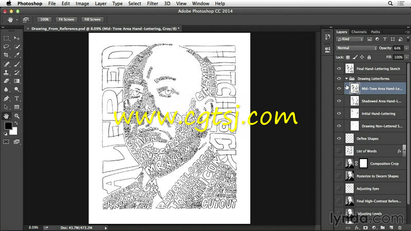 Illustrator字母肖像手绘艺术训练视频教程的图片4