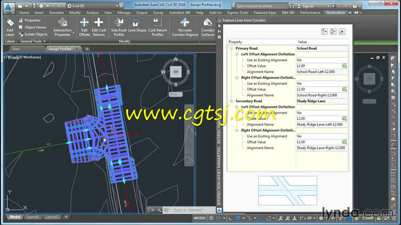 Civil3D十字路口设计实例训练视频教程的图片1