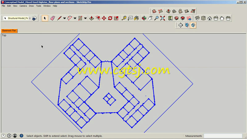 SketchUp楼体模型概念布局训练视频教程的图片1