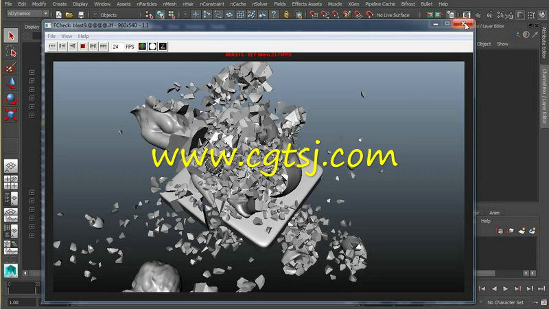 Maya子弹粉碎雕像特效制作训练视频教程的图片1