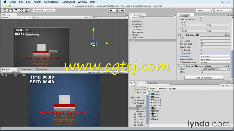 Unity 5中二维游戏全面核心训练视频教程的图片1