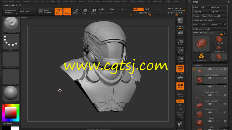 ZBrush机甲战士头盔雕刻制作视频教程第三季的图片1