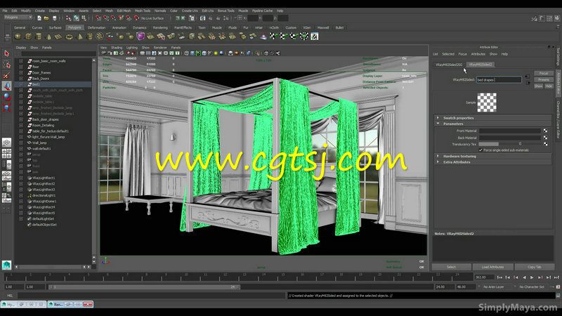 Maya卧室灯光渲染技术训练视频教程的图片1