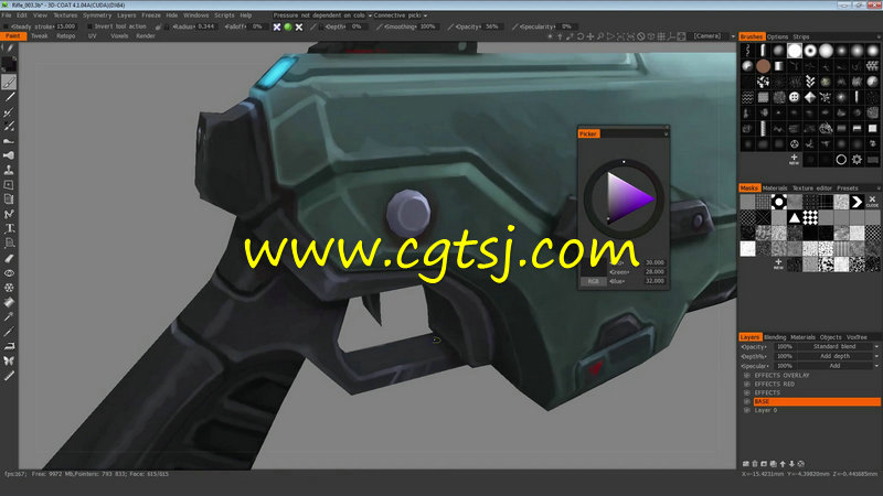 3DCoat科幻步枪纹理制作训练视频教程的图片2