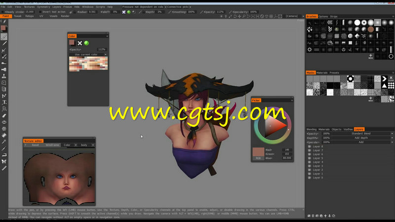 3DCoat女性游戏角色纹理绘画训练视频教程的图片1