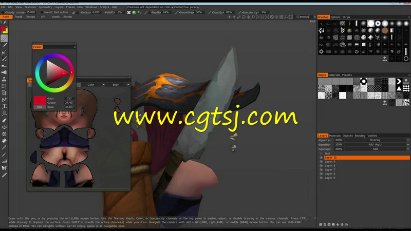 3DCoat女性游戏角色纹理绘画训练视频教程的图片2