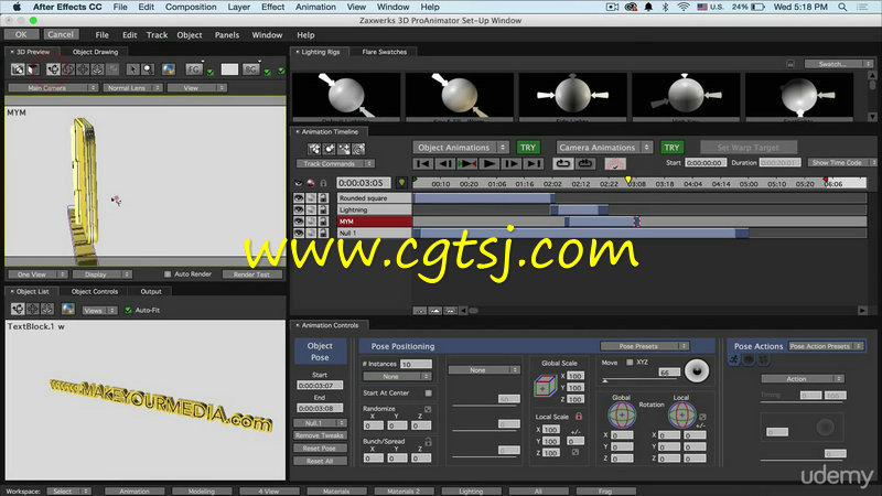 AE中ProAnimator三维字幕标题动画核心训练视频教程的图片4