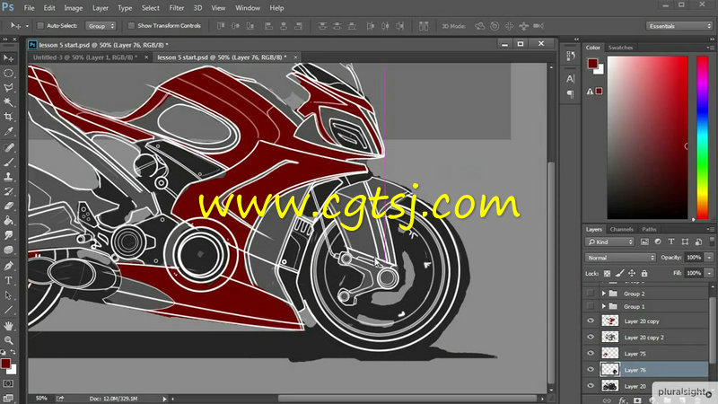 PS概念摩托车插画绘制视频教程的图片1