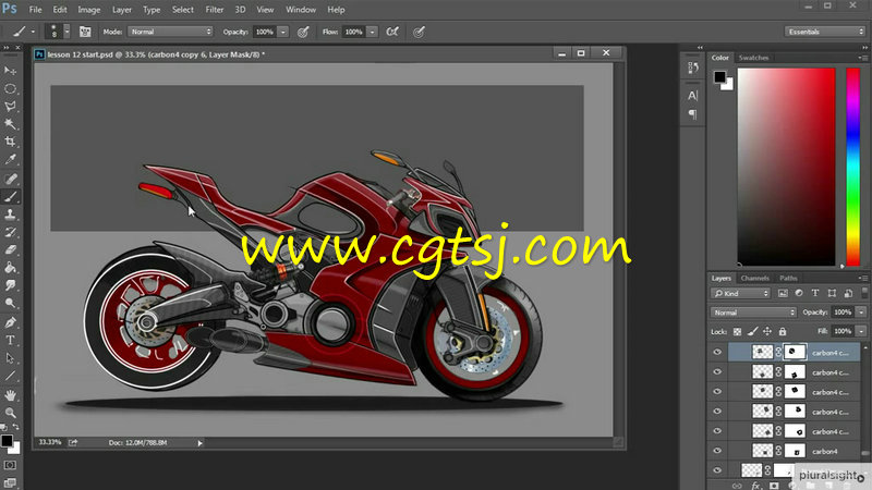 PS概念摩托车插画绘制视频教程的图片3